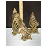 Set of Vintage Brass Standing Butterfiles Korea