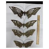 Set of Vintage Brass Butterfly Wall Hangers Korea