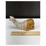 Vintage Carved Onyx Stone Whale Paperweight