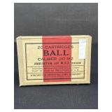 20 Cartridges Ball 30 Cal. M2 Ammo