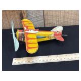 Vintage Tin WInd Up Sky Ranger Airplane WORKS