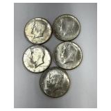 5 90% Silver 1964 Kennedy Half Dollars Mint Cond