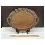 Vintage Carved Walnut Wood Leaf Tray