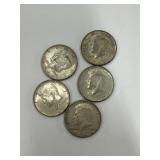 5 90% Silver 1964 Kennedy Half Dollars Good Cond