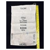 Canvas US Mint Denver Nickel Bag 1972