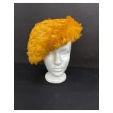 Vintage Yellow Feather Hat