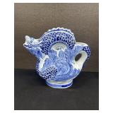 Vintage Chinese Dragon Blue White Porcelain Teapot