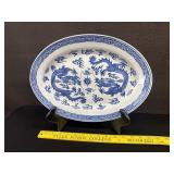 Vintage Jingdezhen Blue & White Oval Platter 14"