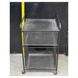 Black Metal Rolling Cart W/ Drawers