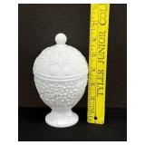 Vintage Avon White Milk Glass Pedestal Dish W. Lid