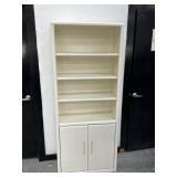 All Wood White 5 Tier Bookshelf Cabinet