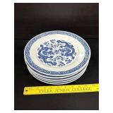 (5) x Jingdezhen Blue Dragon Porcelain Plate