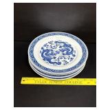 (4) x Jingdezhen Blue Dragon Porcelain Plate
