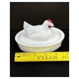 Vintage Milk Glass Hen on Nest
