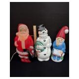 1968  Empire Plastic Santa Clause Snowman 3 x