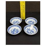 (4) x Jingdezhen Blue & White Yum Yum Bowls