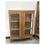 Antique American Oak Glass Curio Or Bookcase