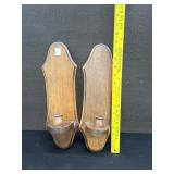 Vintage Pair Wooden Wall Candlestick Holders