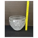 Vintage Large Diamond Cut Crystal Centerpiece Bowl