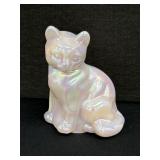 Vintage Fenton Pink Irridescent Cat Figurine
