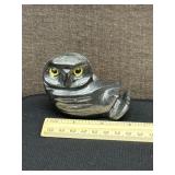 Hand Carved Black Stone Owl Figurine