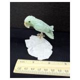 Vintage Green Quartz Parrot Figurine