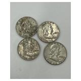 (4)x Silver Benjamin Half Dollars