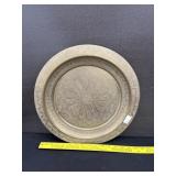 Large Vintage Heavy Brass Footed Tray
