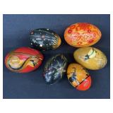 6 Vintage Hand Painted Eggs
