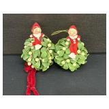 2 (xs) Vintage Lucky Pixie Mistletoe Kissing Balls