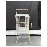 Large White Metal Bird Cage W/ Top Perch