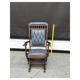 Vintage English Leather Platform Rocking Chair