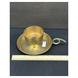 Vintage Brass Candlestick Holder Scroll Handle