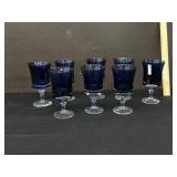8 Mid Century Denby Blue Goblets Sweden