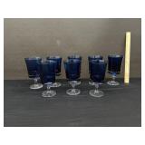 8 Mid Century Denby Blue Tall Goblets Sweden
