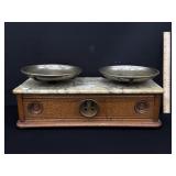 Antique Wood Marble Brass Store Scale