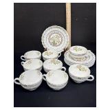 8 Spode Copeland Wicker Dell Cups & Saucers