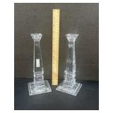 Art Deco Crystal Obelisk Candlesticks