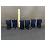 6 Mid Century Denby Blue Water Glasses Sweden