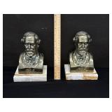 Marble Base Metal Bust R.E.L Bookends