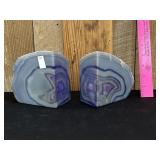 Vintage Agate Geode Stone Bookends