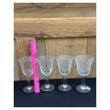 4 Vintage Waffle Pattern Wine Glasses