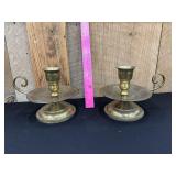 2 Solid Brass Pedestal Chamber Candlestick Holders