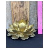 Vintage Solid Brass Lotus Flower Candle Holder