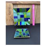 2vGeorges Briard Leaded Stained Glass Trays