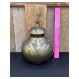 Vintage Heavy Solid Brass Lidded Urn