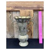 Antique Solid Brass Cobra Handle Engraved Urn