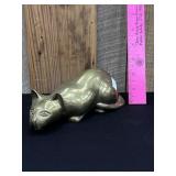 Vintage Heavy Brass Cat On The Prowl