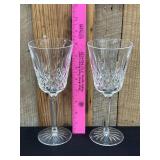 2 Tall Waterfor Lismore Crystal Wine Stems