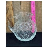 Vintage Waffle Pattern Glass Pitcher
